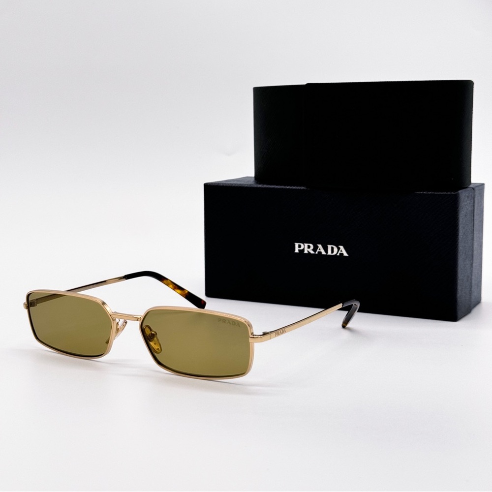 NEW PRADA SPR A60 5AK70G GOLD GREEN PRA60S 5AK70G SQUARE WOMEN PRADA SUNGLASSES